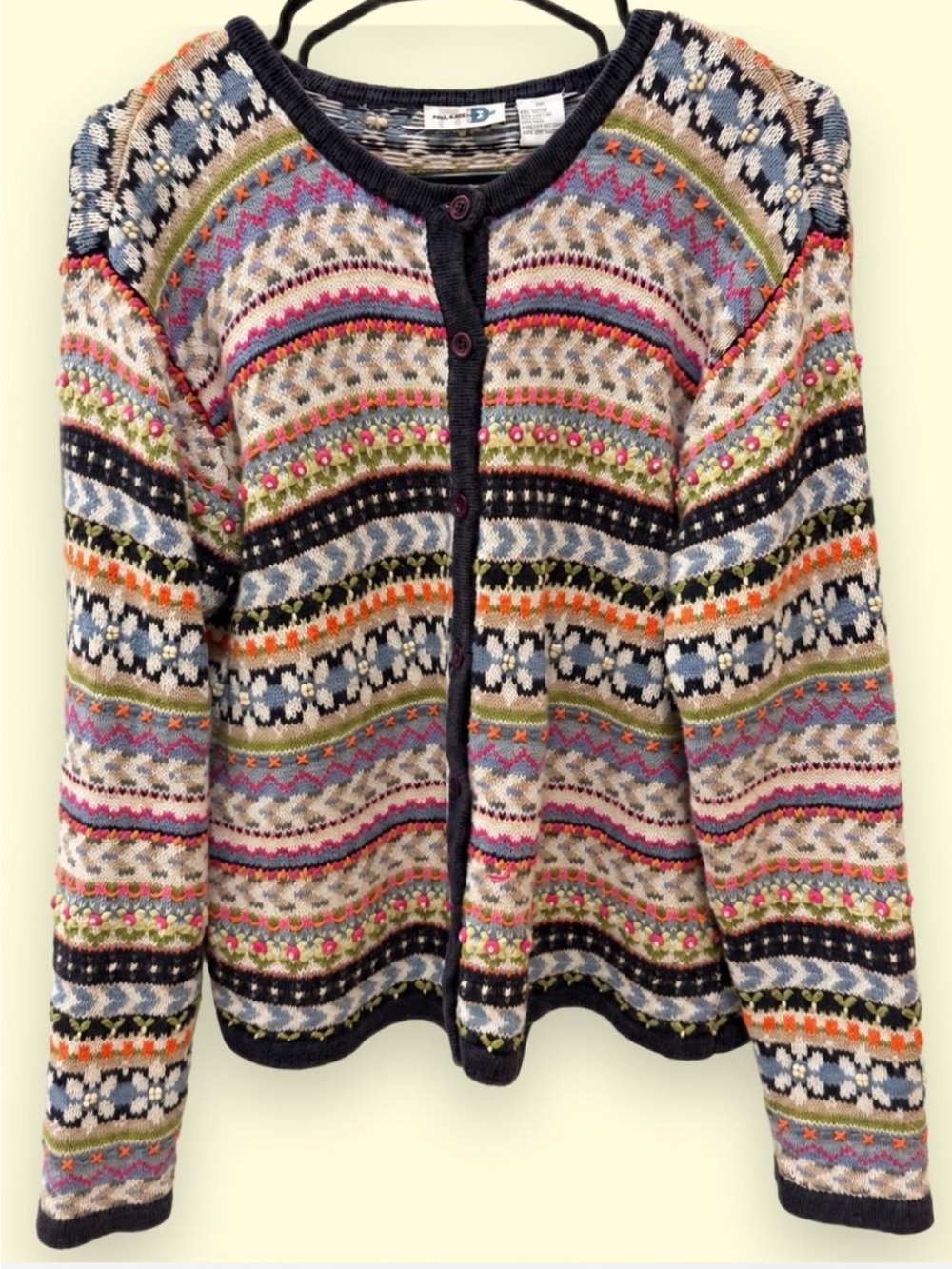 Vintage Paul Harris Design Multicolor Fair Isle Button-Front Women's Sweater